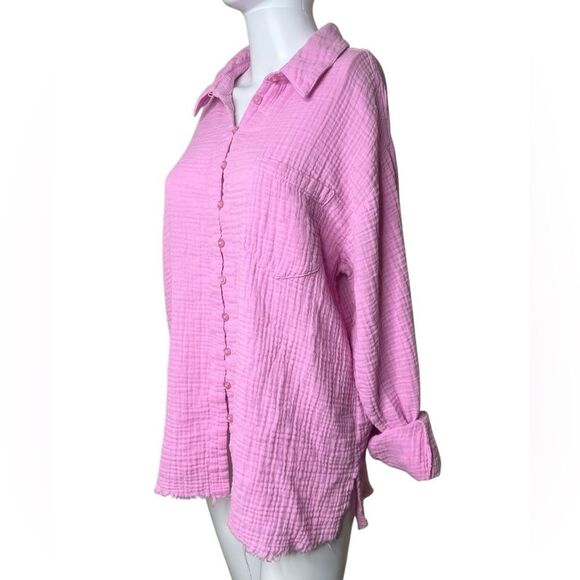 Altar'd State Pink Women's Button-Up Top Large - Picture 1 of 3